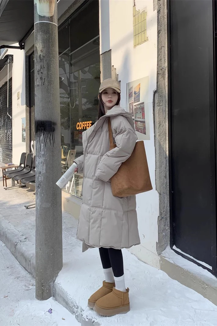 Oversized Long Coat Women Winter Down Cotton Jacket Female Korean Fashion Padded Overcoat Ladies Casual Thick Warm Zipper Coats
