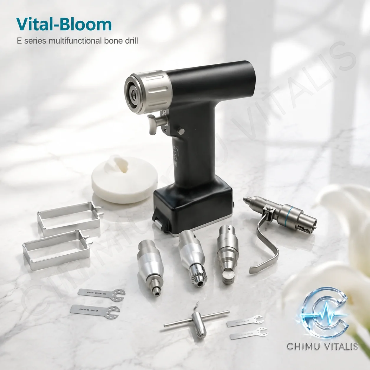 【CHIMU VITALIS】Multifunctional Electric Drill System with K-Wire and Saw Attachments, Battery Powered