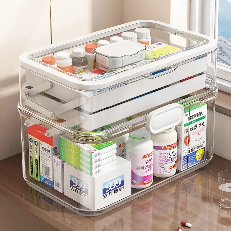 Household Medicine Box Large-capacity Medicine Multi-layer Sorting Storage Box Portable Storage Box for Groceries