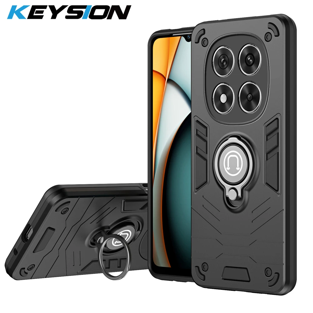 

KEYSION Shockproof Case for Redmi Note 14 Pro 5G 14 Pro+ Silicone+PC Camera Protection Ring Stand Phone Cover for Xiaomi POCO X7