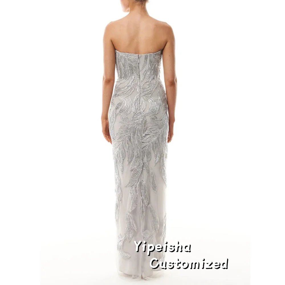 Abito da sera con applicazioni in pizzo splendido personalizzato senza maniche Abito da ballo per occasioni speciali Abito lungo Robes De Soiree