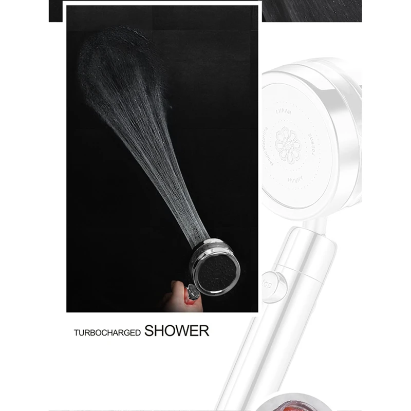 Turbocharge Shower Head High Pressure Detachable 360 Degree Rotating Jetting Showerhead Filter For Bathroom Bath