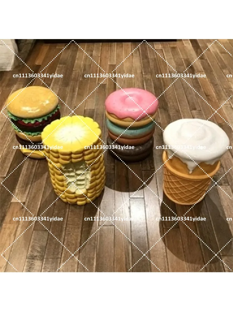 Trendy Corn Stool Chair, Resin Low Stool for Home Decoration, Unique Burger Seat