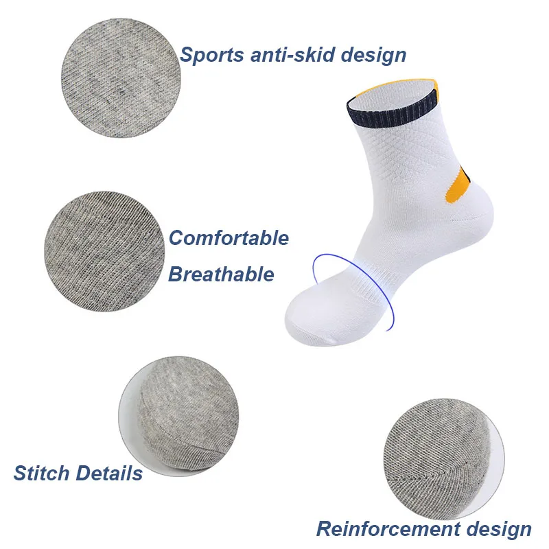 2022 Autumn Men Medium Tube Socks High Quality Sweat Absorbing Breathable Cotton Fashion Comfortable Sports Socks 5 Pairs Meias