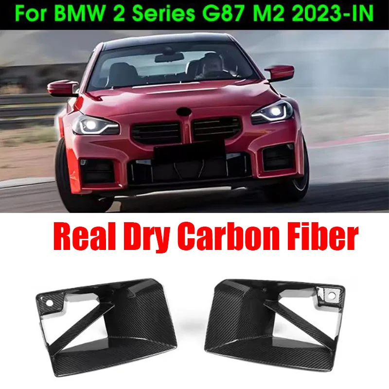 

For BMW M2 G87 2023-IN Real Dry Carbon Fiber Front Bumper Vent Cover Air Intake MP-Style Front Ducts PrePreg Gloss Black Carbon