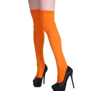 Çoraplar yüksek uyluk, kadınlar, tayt, kızlar için yüksek diz, neon rengi, kırmızı ve sarı seksi kıyafet parti gecesi 8 en çok satılan çorap, turuncu-no. 3