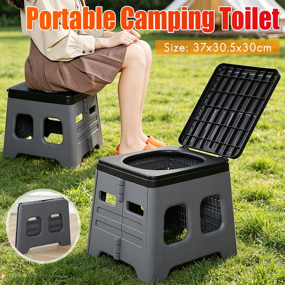 

Portable Camping Toilet with Lid Travel Portable Potty Multifunctional Foldable Outdoor Camp Toilet for Emergencies Toilets
