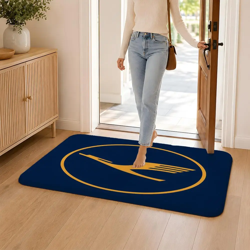 L-Lufthansa German Airlines Floor Mat Flannel Rug Non Slip Absorbent Soft Washable For Entryway Hallway Bathroom Kitchen Decor