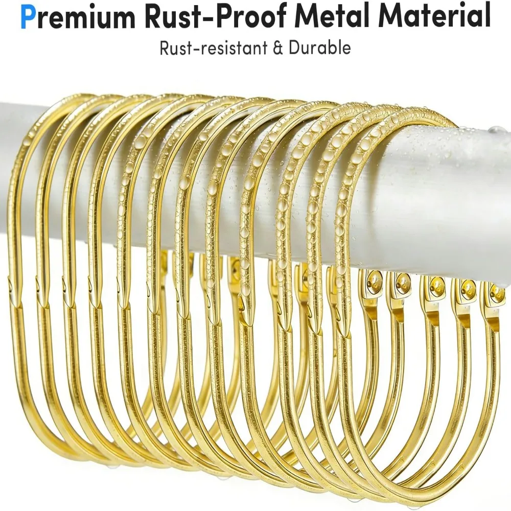 12pcs Iron Shower Curtain Hooks Rings Oval Rust Proof Shower Curtain Hangers Anti-drop Open Gliding Hooks