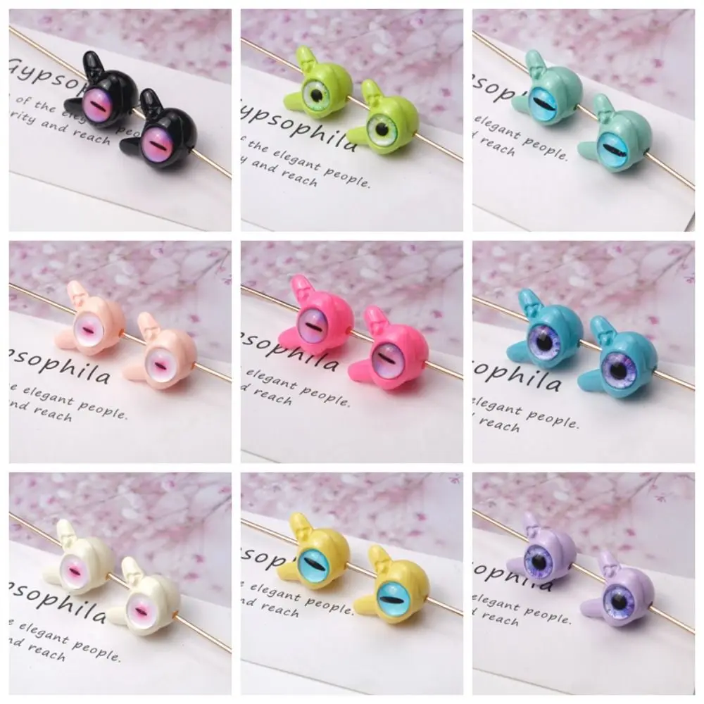 10 pcs Rotundity Cartoon Evil Eyes One-Eyed Beads Realistic Perforated Bead Dopamine Color Kawaii Colorful Bracelet Material