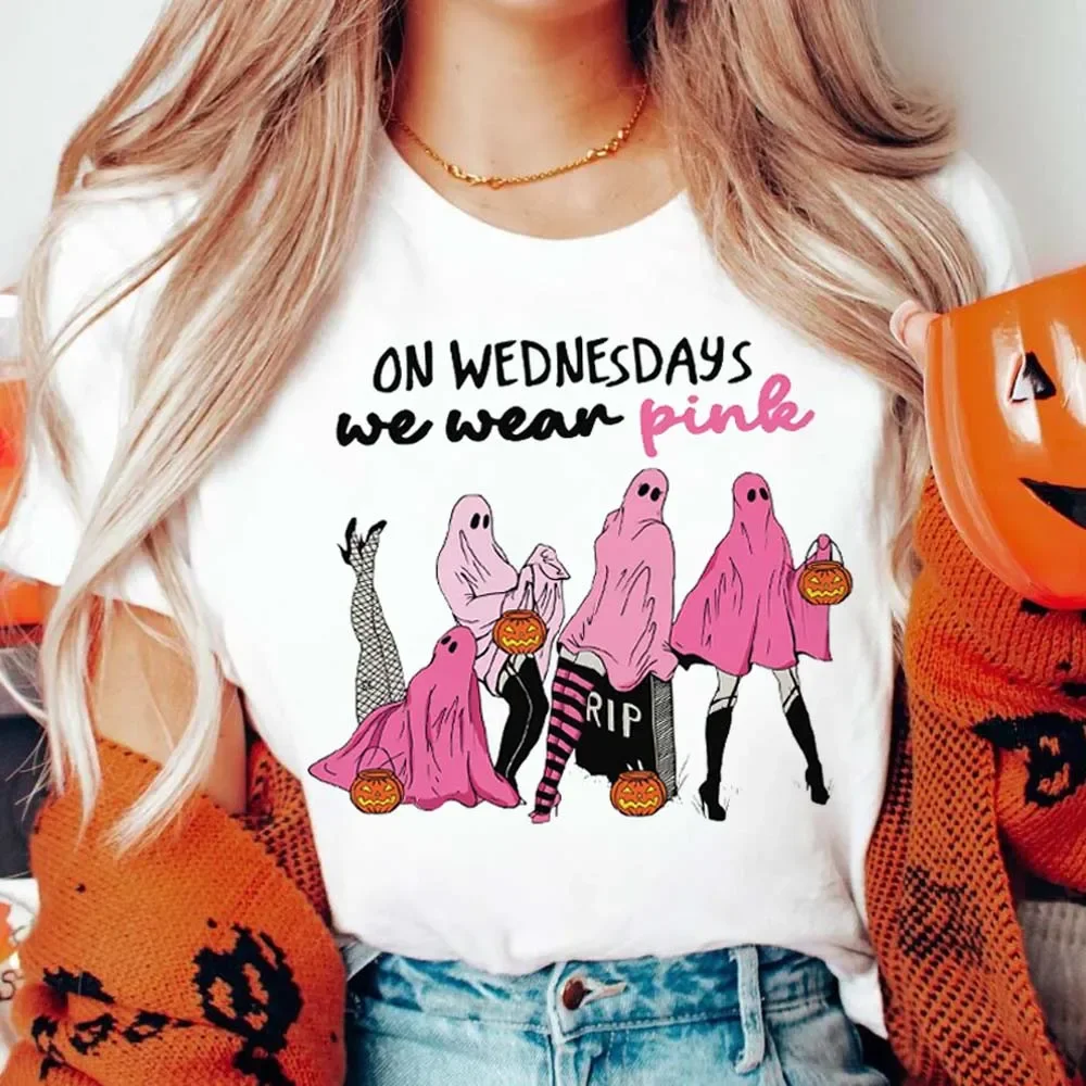 Halloween Cute Trend 90s Pattern T-Shirt Women\'s Fashion Short Sleeved Sweet T-Shirt Top Casual Loose Women\'s Printed T-Shirt