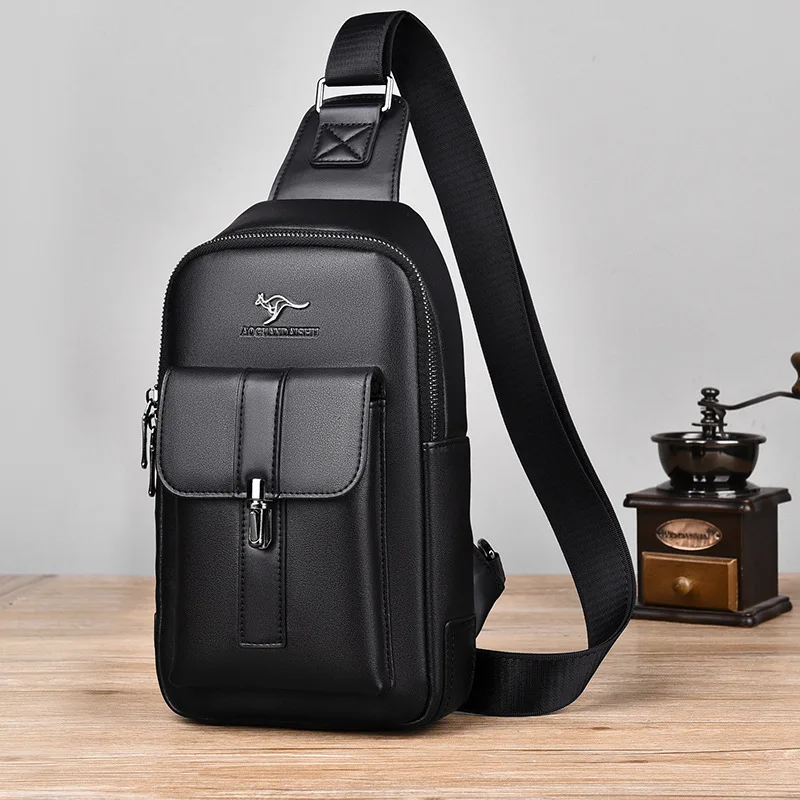 Brand Men\'s Leather Chest Bag Shoulder Bag Multi-function Cross body Waterproof Travel Messenger Pack Handbag For Male Female