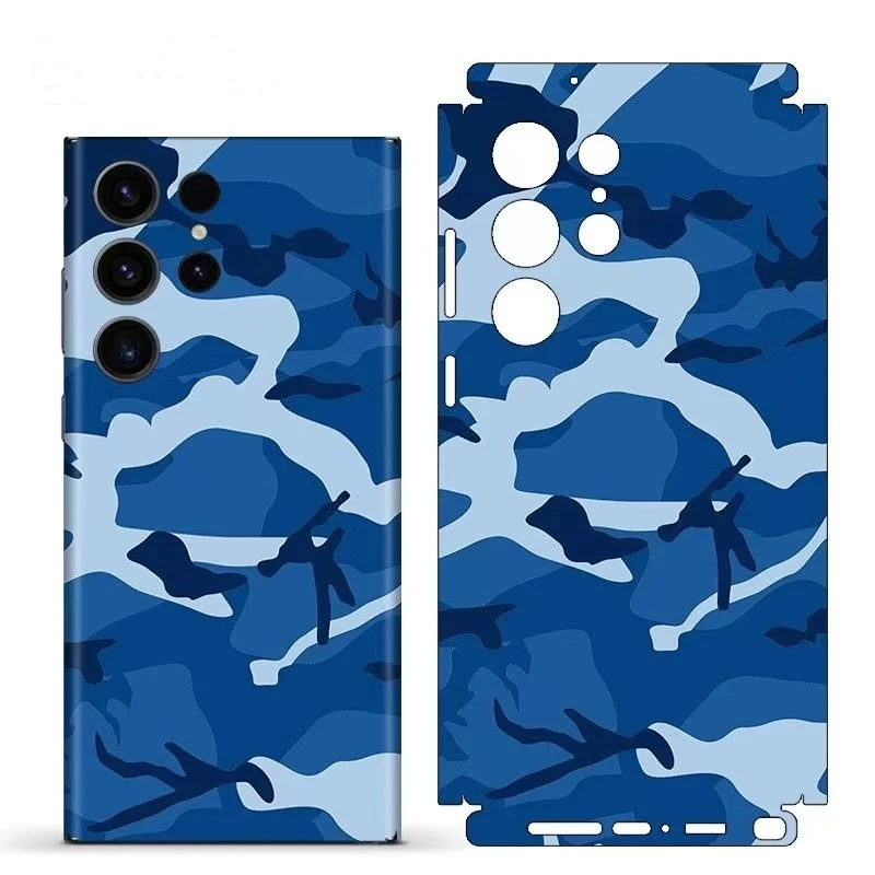 Camouflage Decal Skin for Samsung S22 S23 S24 Ultra Plus A54 A55 A34 A14 Film Cover Wrap Camo Anti-scratch Durable Sticker