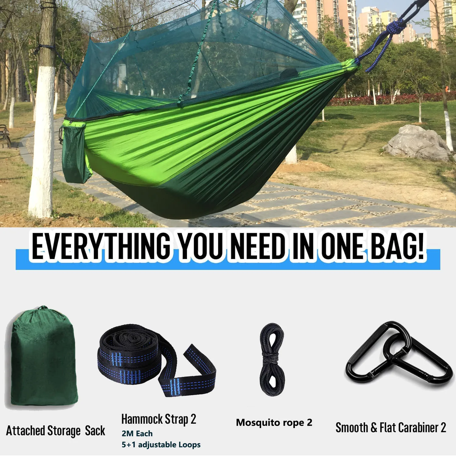 Outdoor Nylon Parachute Mosquito Net Hammock Outdoor Camping Pole Hammock swing Anti-rollover Nylon Rocking Chair 260x140cm