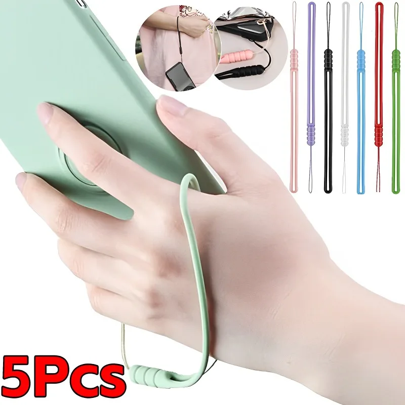 1-5Pcs Silicone Cell Phone Lanyard Portable Hand Wrist Lanyard Strap for Iphone Samsung Universal Anti-fall Anti-lost Lanyards