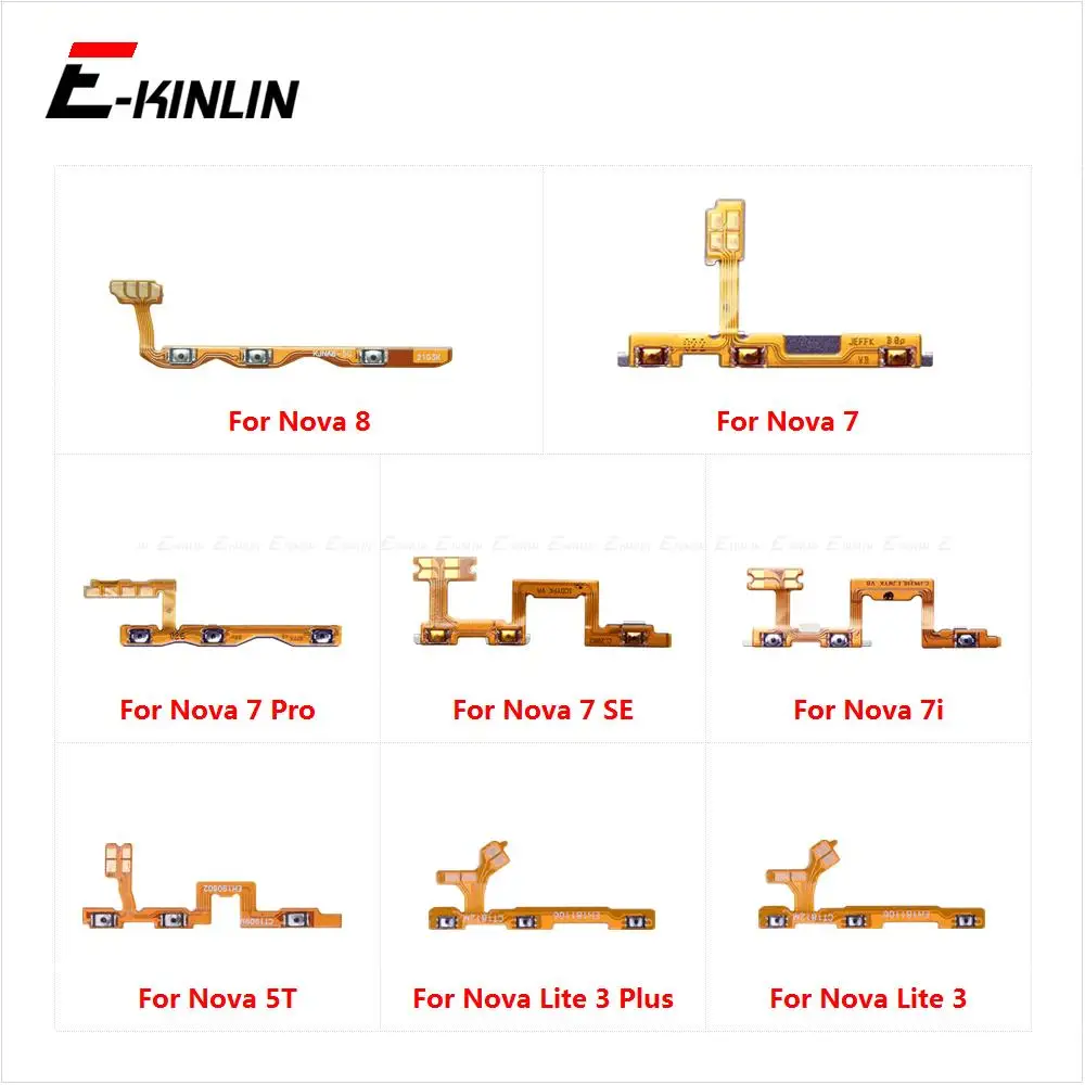 Switch Power ON OFF Key Mute Silent Volume Button Ribbon Flex Cable For HuaWei Nova 8 7i 7 Pro SE 5T Lite 3 Plus Parts