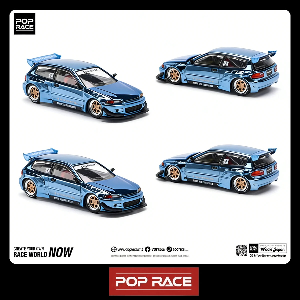 

В наличии: Pop Race PR640206 1:64 Honda Civic EG6 Pandem Widebody Kit, синий хром, литая модель автомобиля