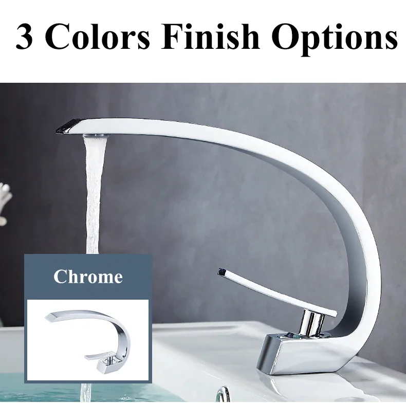 Deck Mount Wave Style Chrome Nickel Bathroom Basin Faucet Water Tap Basin Sink Tap Mixer Water taps Single Handle Hole