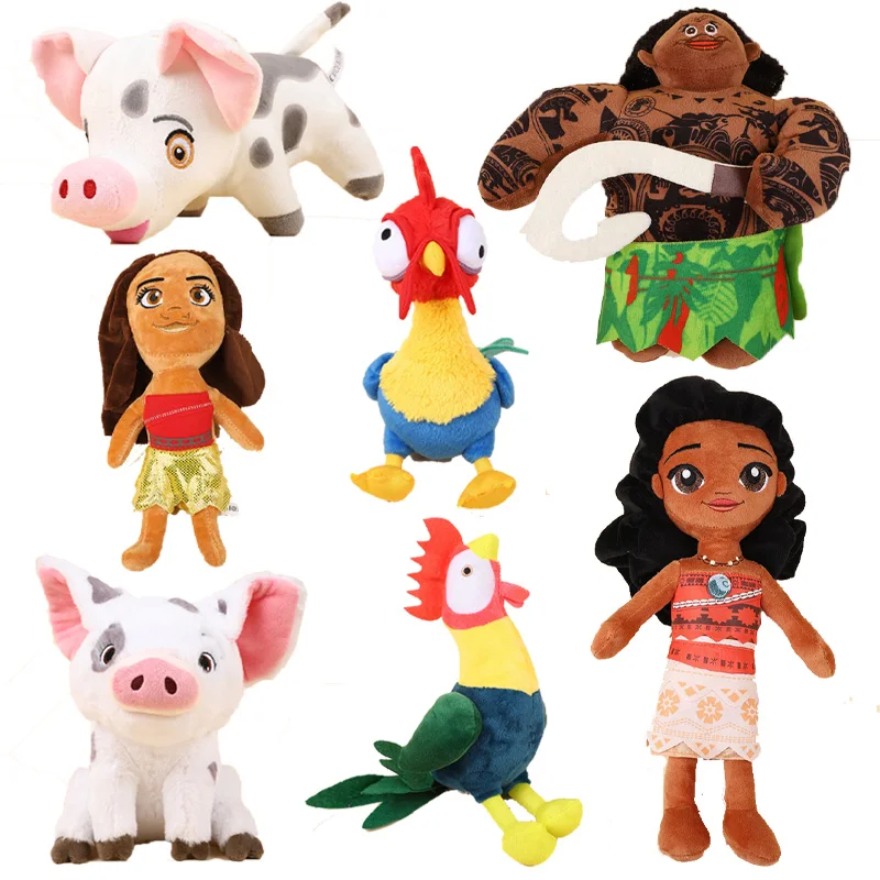 New Disney Moana Plush Toys Cartoon Anime Stuffed Animals Dolls Princess Pet Pig Pua Maui Heihei Rooster Soft Toy Birthday Gifts