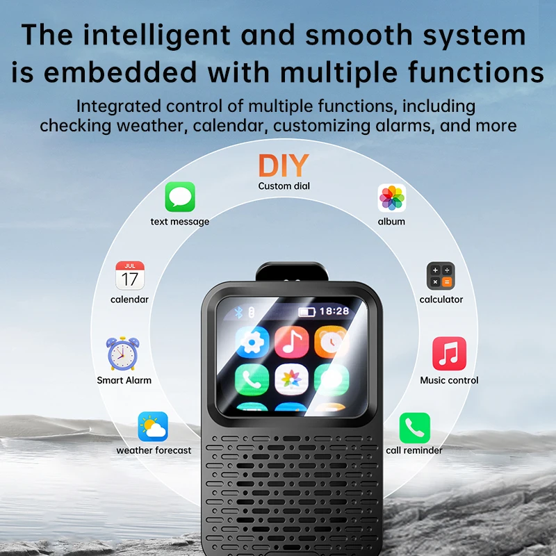 شاشة ذكية محمولة بلوتوث 5.4 مكبر صوت شاشة تعمل باللمس ساعة منبه خارجية مقاومة للماء ومضخم صوت ومشغل موسيقى لاسلكي