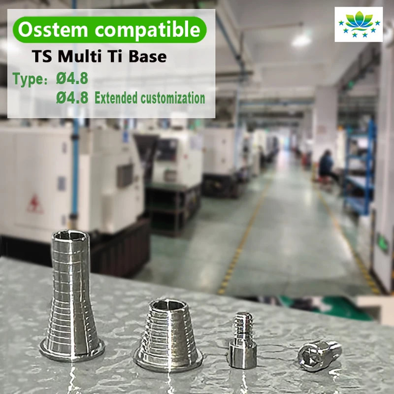 Abutment Titanium Grade 5 Ti-Base CAD/CAM OSSTEM Hiossen Multi Unit MUA, Implan Presisi Tinggi OEM untuk Klinik & Laboratorium Gigi