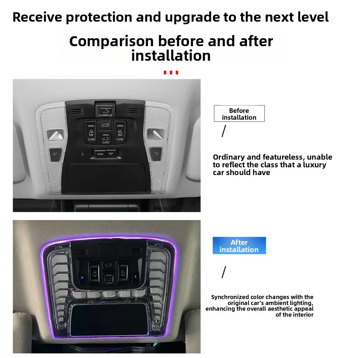 For Toyota Alphard 30 Series LM300 2015-2023 Front Ceiling Reading Atmosphere Light Car Roof Colorful Ambient Lamp Accessories detail image 2
