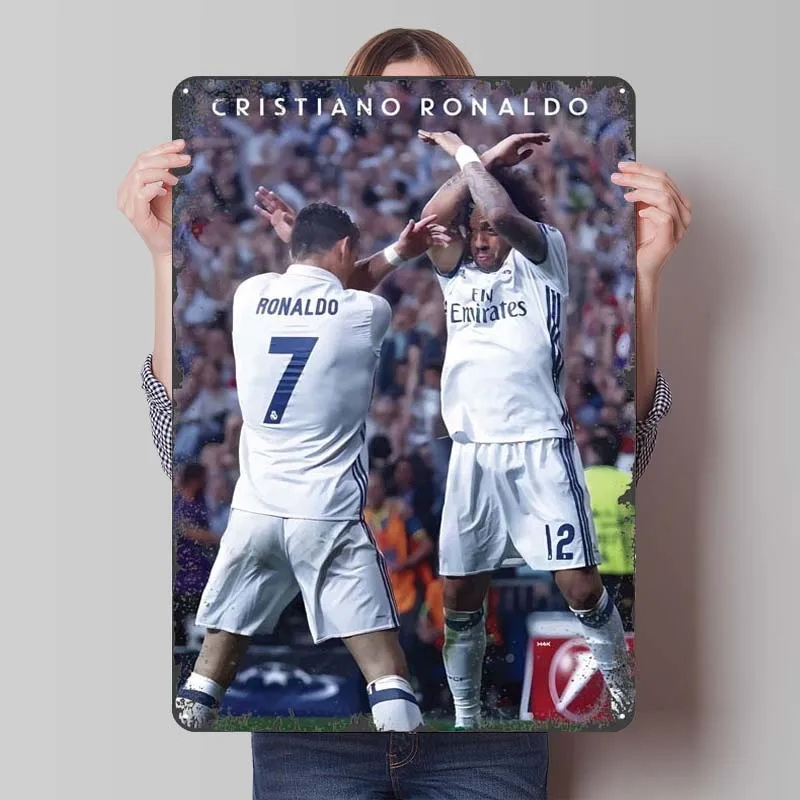 Cristiano Ronaldo CR7 Metal Signs Sports Poster Gamer Room Decoration Home High Quality Tinplate Sign for Wall Art Decoration