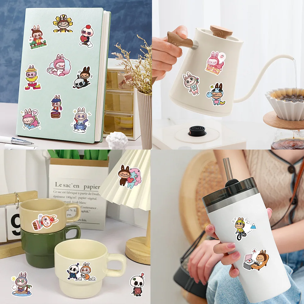 50Pcs Cute Cartoon Labubu Stickers Kawaii Water Bottle Stickers for Kids Teens, Waterproof Vinyl Stickers, Aesthetic Laptop image 2