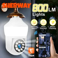 Tuya E27 bombilla de pantalla Dual WiFi cámara 5MP interior 5x Zoom PTZ cámara de seguridad IR Color visión nocturna vigilancia inalámbrica