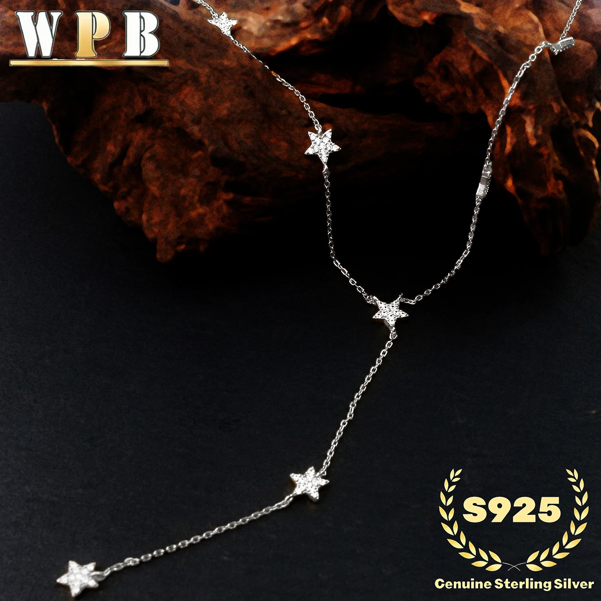 Genuine S925 Sterling Silver Multi Star Pendant Adjustable Chain Necklace Jewelry Gift for Women Wife Her Birthday Anniversary