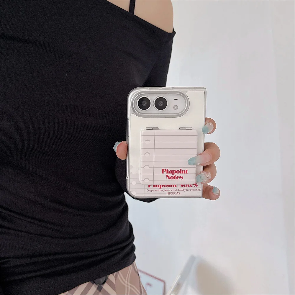 Korea Ins Cartoon Style Pinpoint Fundas Capa Phone Case For iPhone Duo Fold Retro Paper 3D Stand Holder Flip Cover Cute cases