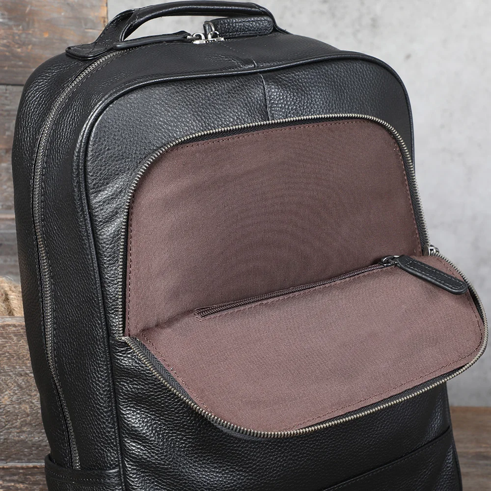 S.WORKER Großer Klassischer Echtleder-Tagesrucksack Geschenk für Männer Lässige Schultaschen Reise-Herrenrucksack – Detail 15