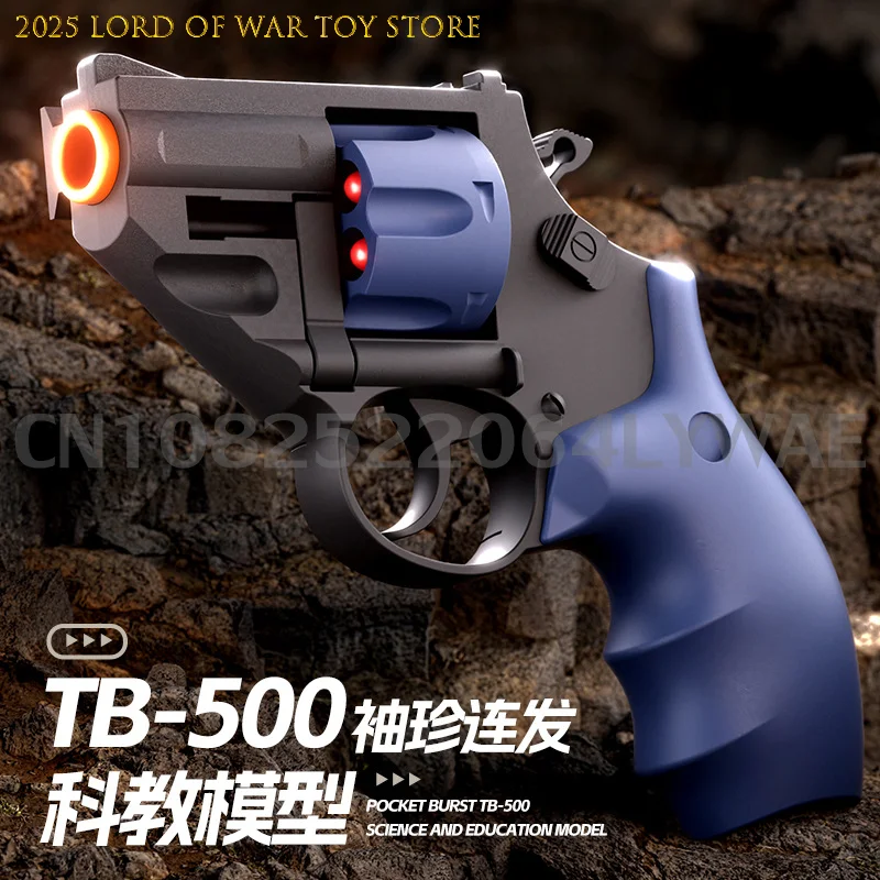 새로운 포켓 9mm 리볼버 총 연속 발사 발사기 권총 소프트 총알 장난감 총 야외 게임 무기 소년 선물 2025