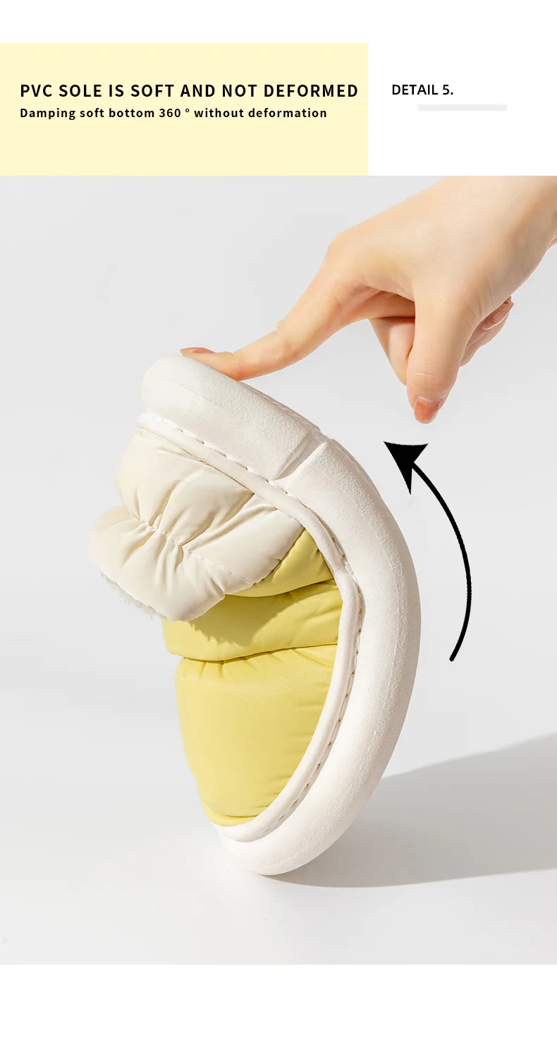 Unisex Winter-Warmhausschuhe für Damen und Herren, 4 cm dicke Sohle, Cloud-Pillow-Slides, wasserdicht, für drinnen und draußen, Fleece-Hausschuhe, Mule. – Detail 8
