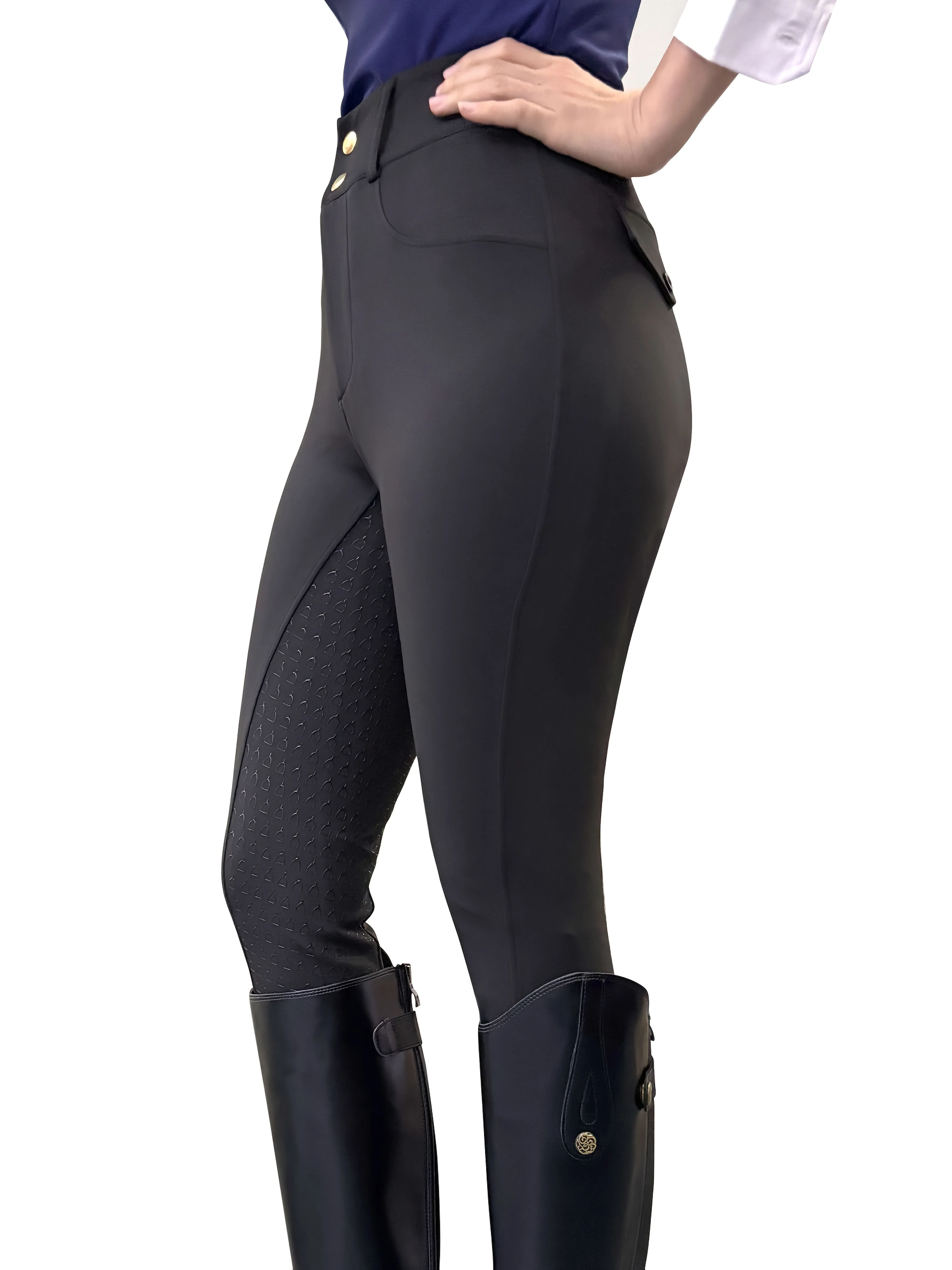 بنطال نسائي عالي الخصر بتصميم سيليكون مضاد للانزلاق، رفع الورك، ضيق، مع جيوب جانبية، قماش لجميع المواسم، مريح