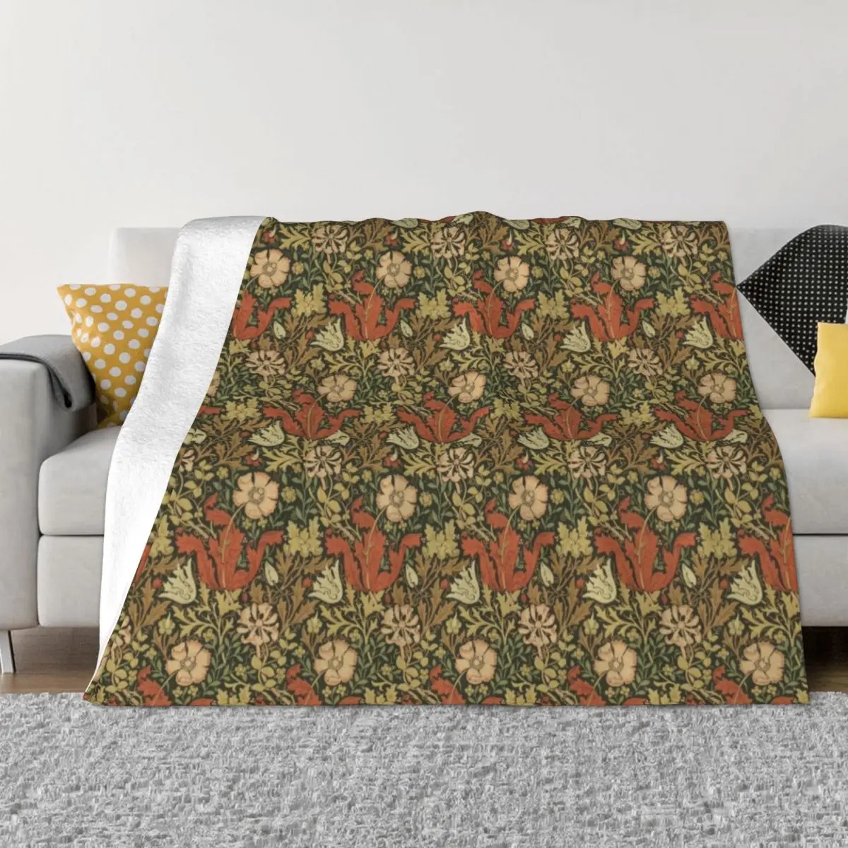 

William Morris honeysuckle Throw Blanket blankets for winter Decorative Blankets