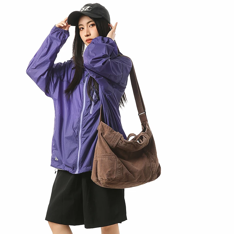 

Large Canvas Women's Bag Multifunctional Shoulder Bag Vintage Eco Bag Korean Messenger Bag Y2K Tote Bag Designer Handbag Student