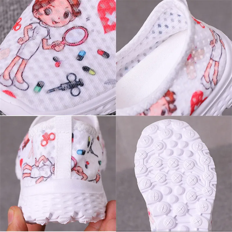 Baskets Légères en Maille Respirante pour Femme, Chaussures de Cosplay Imprimées d'Infirmière et de Médecin, de Marche et de Course, 40