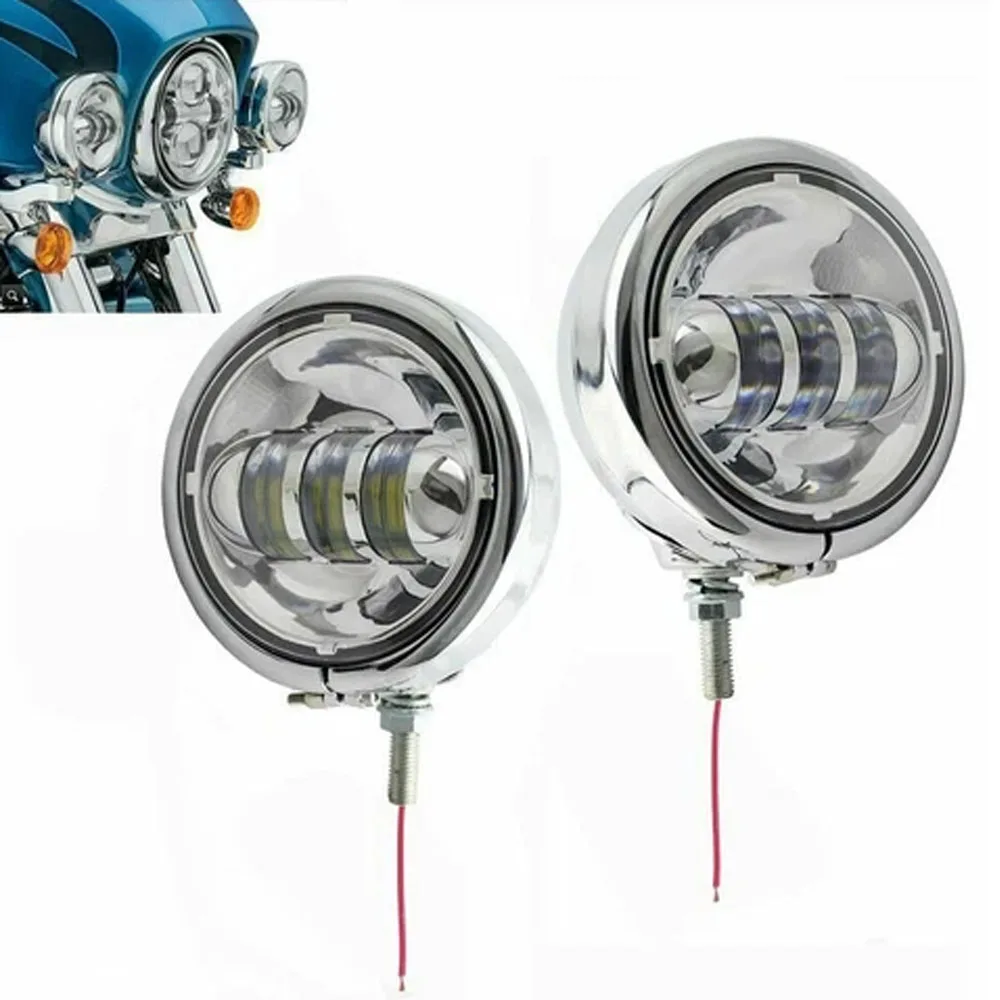 Motorcycle Fog Lights Shock-Resistant Round Chrome Lights Led Auxiliary Lights Solid-State For Daytime Riding  Motorcycle