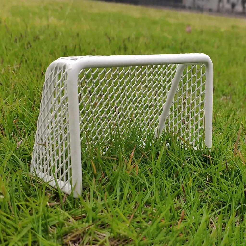 Mini Tabletop Football Goal DIY Stainless Steel Football Goal Frame Table Ornaments Birthday Cake Decoration Sports Model