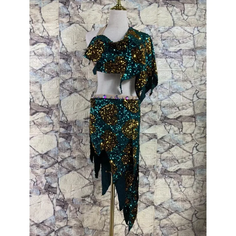 Customized New Belly Dance Costumes Inspirational Sexy Set Flash Performance Dress Competition Team Dress