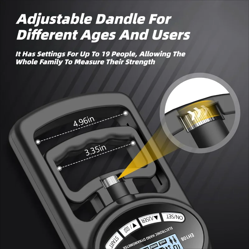265Lbs/120 كجم قبضة قوة متر للرجال والنساء تستر اليد الرقمية دينامومتر التدريب USB شاشة LCD #5
