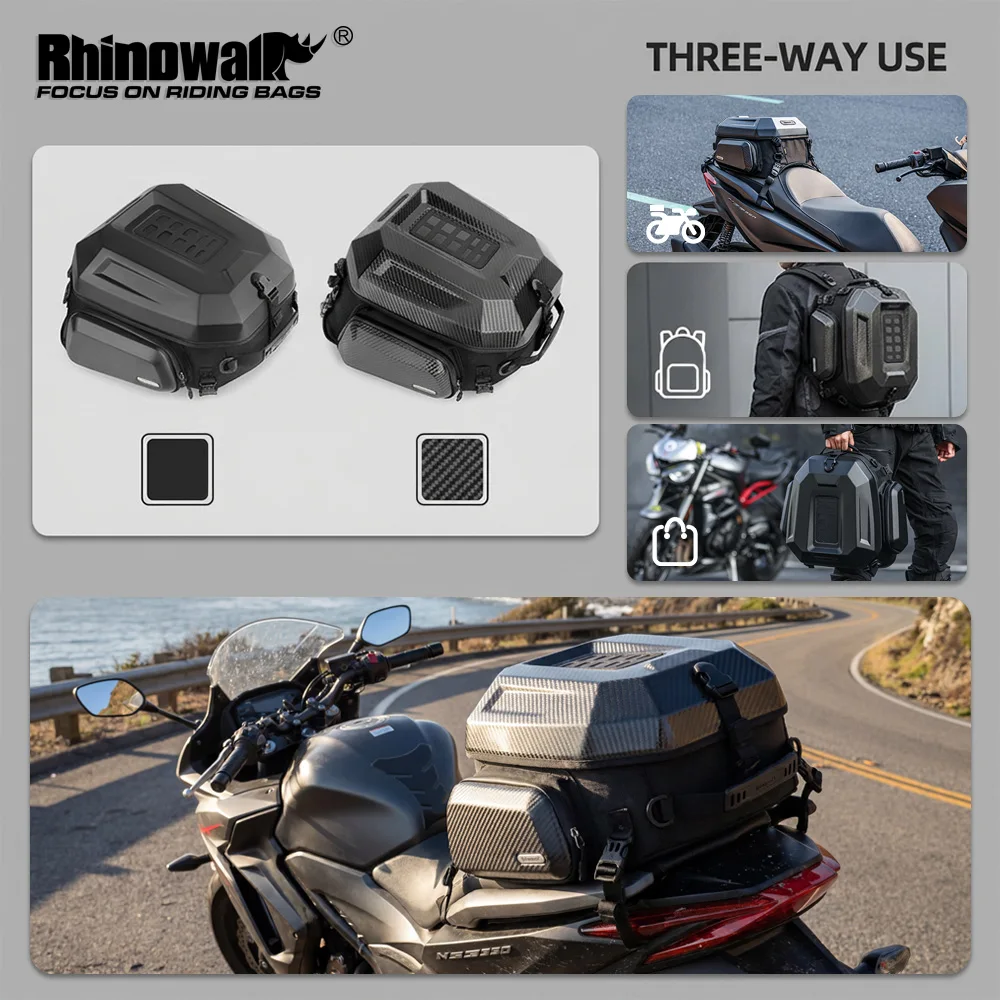 Rhinowalk Motorcycle Rear Seat Bag Waterproof Expandable Tail Bag Luggage Storage Backpack Motor Accessories For Cf Moto 450mt