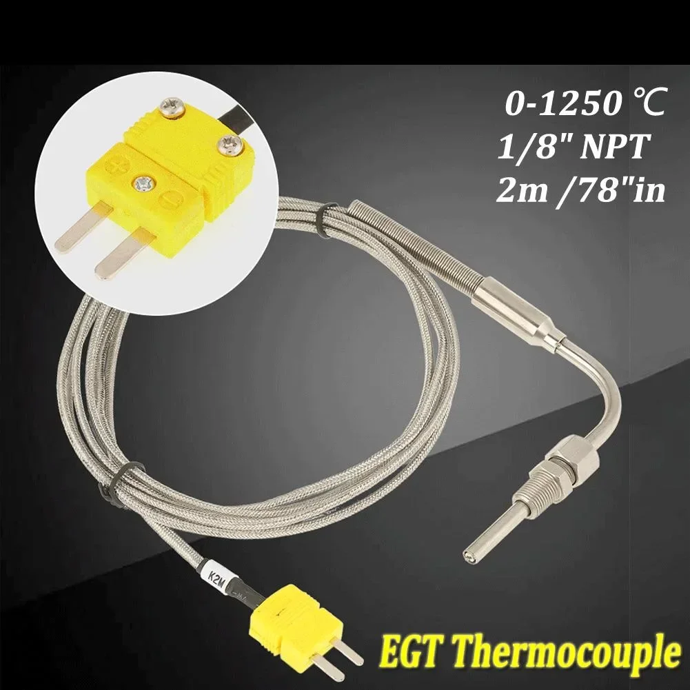 

2m /78.74inch EGT K Type Thermocouple 1/8" 1/8" NPT EGT K Type Connector Mini NPT Threads Stainless Steel