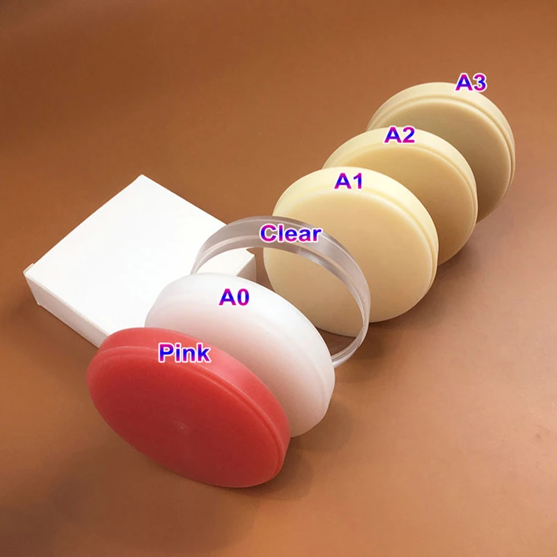 6pcsOD98x20mm Open System Dental PMMA Block Pucks with Step A1/A2/A3/A0/Clear/Pink/Pink+A2 for CADCAM Milling