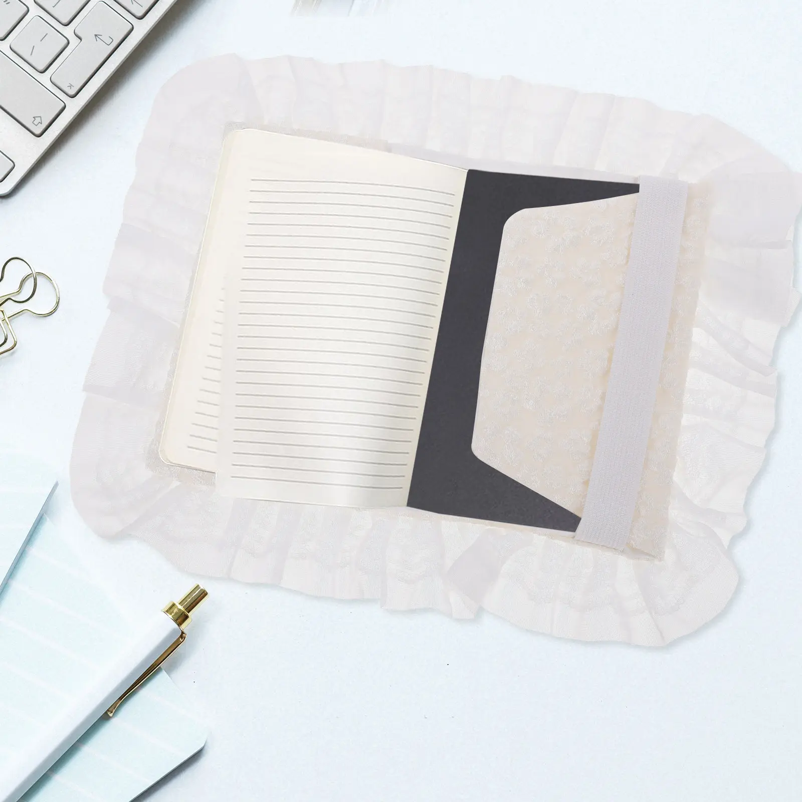 Lightweight Lace Book Cover Washable Fabric Protective Sleeve Handmade Book Sleeve Decorative Cover for Notebooks