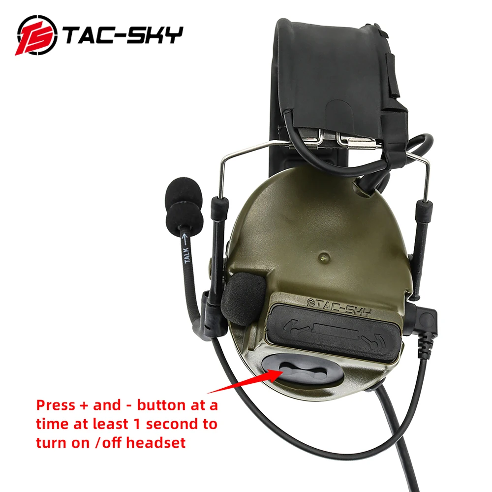 TAC-SKY COMTAC Shooting Headset Can Communicate COMTAC III Tactical Headset Hearing Protection Military Airsoft Shooting Headpho