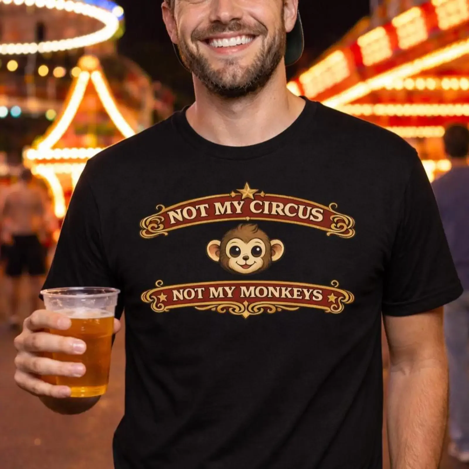 Not My Circus Monkeys T Shirt Sarcastic Humor vintage Washed Unisex Casual designer clothes graphic fashion Stylish streetwear