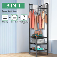 Wall Corner Coat Rack Standing Thickened Steel Pipe Clothing Racks Anti-slip Shoes Organizer Coat Hanger Living Room Furnitur