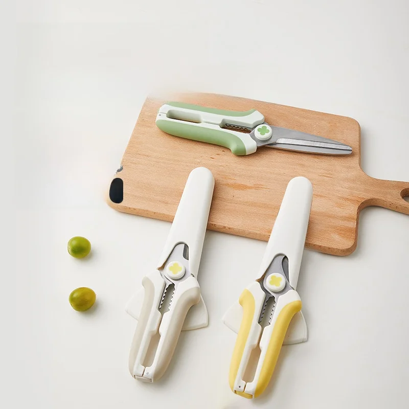 Stainless Steel Kitchen Scissors Multi-Functional Vegetable Chicken Bone Clippers Home Fridge Scissors Durable Short Sleeve T...